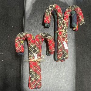 Pottery Barn Plaid Fabric Candy Cane Decorations
